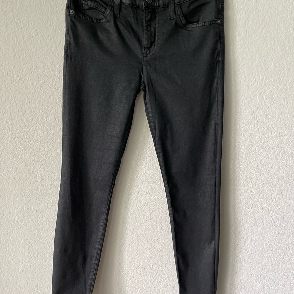 Current Elliot- Mid-rise skinny, black waxed